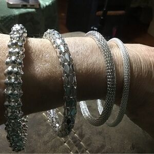 Elegant Silver Bracelet Set of 4